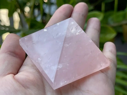 Brazil Rose Quartz Pyramid 100% Natural Crystal Gemstone - JING WEN CRYSTAL