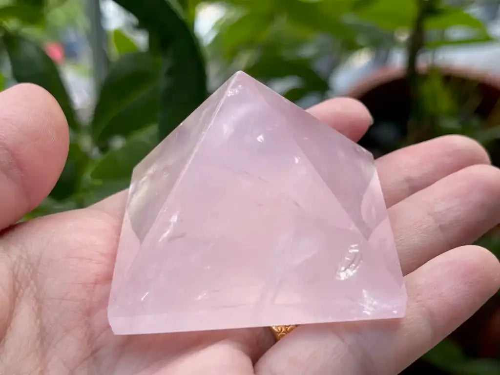 Brazil Rose Quartz Pyramid 100% Natural Crystal Gemstone - JING WEN CRYSTAL
