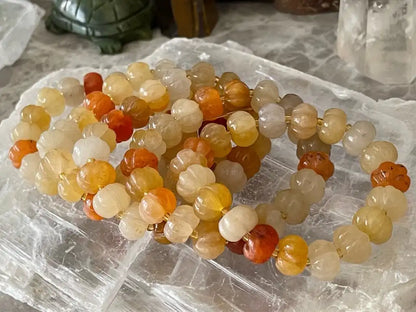 Brazil Yellow Jade Pumpkin Bracelet 12-13mm A Grade 100% Natural Crystal Gemstone - JING WEN CRYSTAL