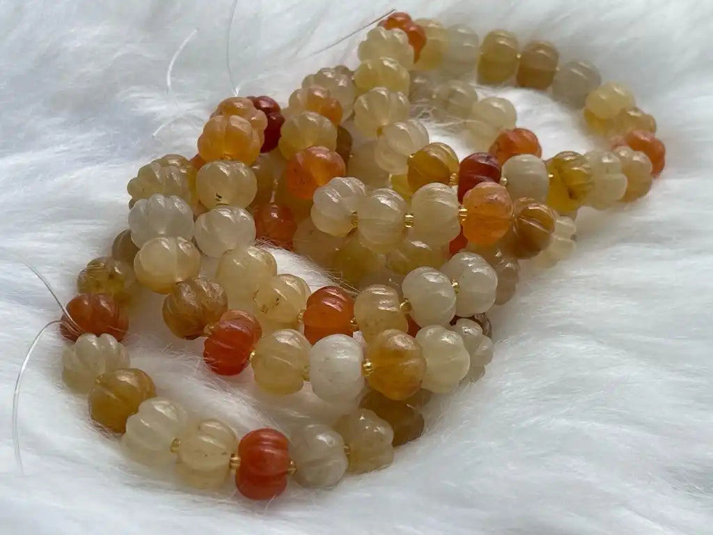 Brazil Yellow Jade Pumpkin Bracelet 12-13mm A Grade 100% Natural Crystal Gemstone - JING WEN CRYSTAL