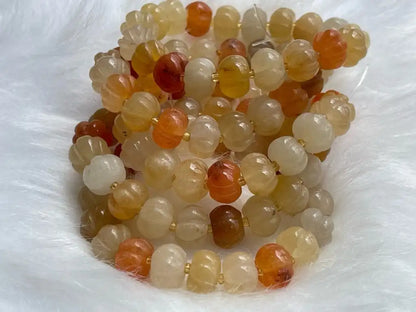 Brazil Yellow Jade Pumpkin Bracelet 12-13mm A Grade 100% Natural Crystal Gemstone - JING WEN CRYSTAL