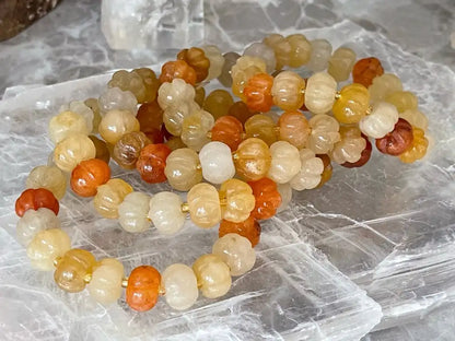 Brazil Yellow Jade Pumpkin Bracelet 12-13mm A Grade 100% Natural Crystal Gemstone - JING WEN CRYSTAL