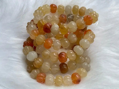 Brazil Yellow Jade Pumpkin Bracelet 12-13mm A Grade 100% Natural Crystal Gemstone - JING WEN CRYSTAL