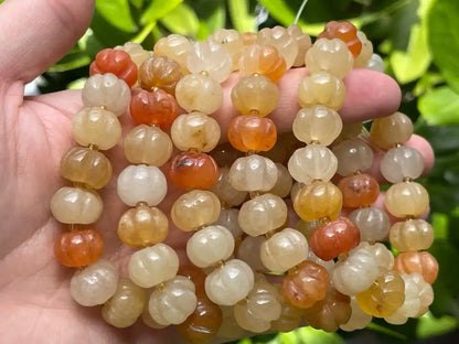 Brazil Yellow Jade Pumpkin Bracelet 12-13mm A Grade 100% Natural Crystal Gemstone - JING WEN CRYSTAL