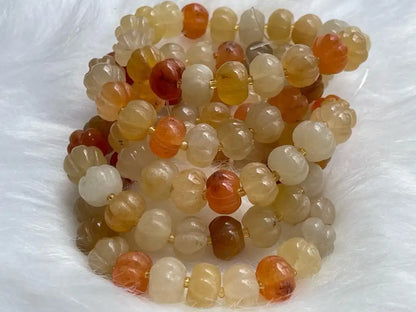 Brazil Yellow Jade Pumpkin Bracelet 12-13mm A Grade 100% Natural Crystal Gemstone - JING WEN CRYSTAL