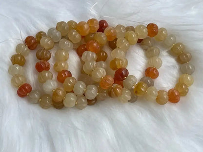 Brazil Yellow Jade Pumpkin Bracelet 12-13mm A Grade 100% Natural Crystal Gemstone - JING WEN CRYSTAL