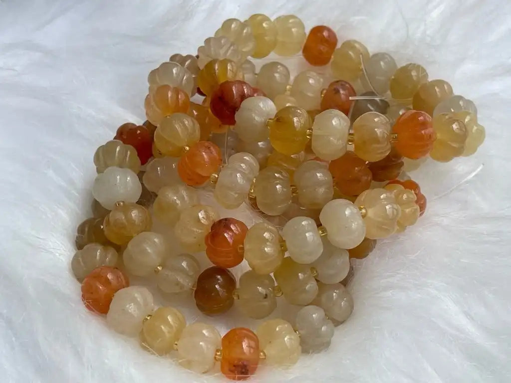 Brazil Yellow Jade Pumpkin Bracelet 12-13mm A Grade 100% Natural Crystal Gemstone - JING WEN CRYSTAL