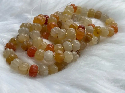 Brazil Yellow Jade Pumpkin Bracelet 12-13mm A Grade 100% Natural Crystal Gemstone - JING WEN CRYSTAL