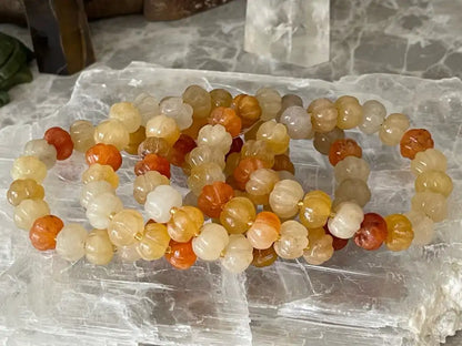 Brazil Yellow Jade Pumpkin Bracelet 12-13mm A Grade 100% Natural Crystal Gemstone - JING WEN CRYSTAL