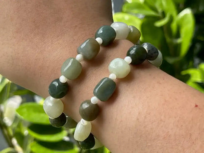 Burma Green Jade 8-10mm Irregular with Shell A Grade 100% Natural Crystal Gemstone - JING WEN CRYSTAL