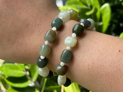 Burma Green Jade 8-10mm Irregular with Shell A Grade 100% Natural Crystal Gemstone - JING WEN CRYSTAL