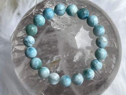 Dominican Republic Larimar Bracelet A Grade 100% Natural Crystal Gemstone - JING WEN CRYSTAL