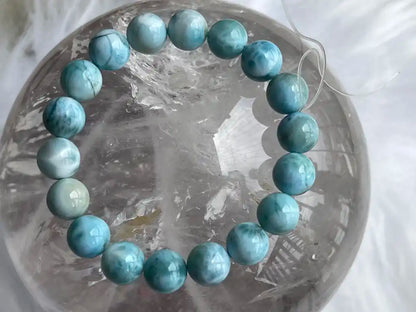 Dominican Republic Larimar Bracelet A Grade 100% Natural Crystal Gemstone - JING WEN CRYSTAL