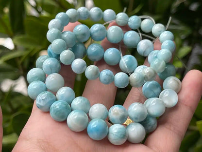 Dominican Republic Larimar Bracelet A Grade 100% Natural Crystal Gemstone - JING WEN CRYSTAL