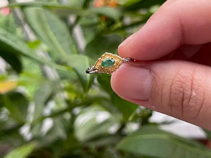 Ethiopian Emerald Adjustable Ring A Grade in Silver 925 100% Natural Crystal Gemstone - JING WEN CRYSTAL