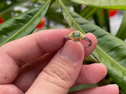 Ethiopian Emerald Adjustable Ring A Grade in Silver 925 100% Natural Crystal Gemstone - JING WEN CRYSTAL