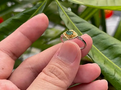 Ethiopian Emerald Adjustable Ring A Grade in Silver 925 100% Natural Crystal Gemstone - JING WEN CRYSTAL