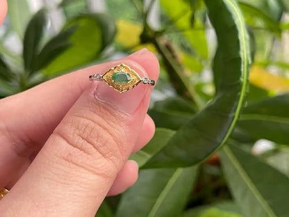 Ethiopian Emerald Adjustable Ring A Grade in Silver 925 100% Natural Crystal Gemstone - JING WEN CRYSTAL