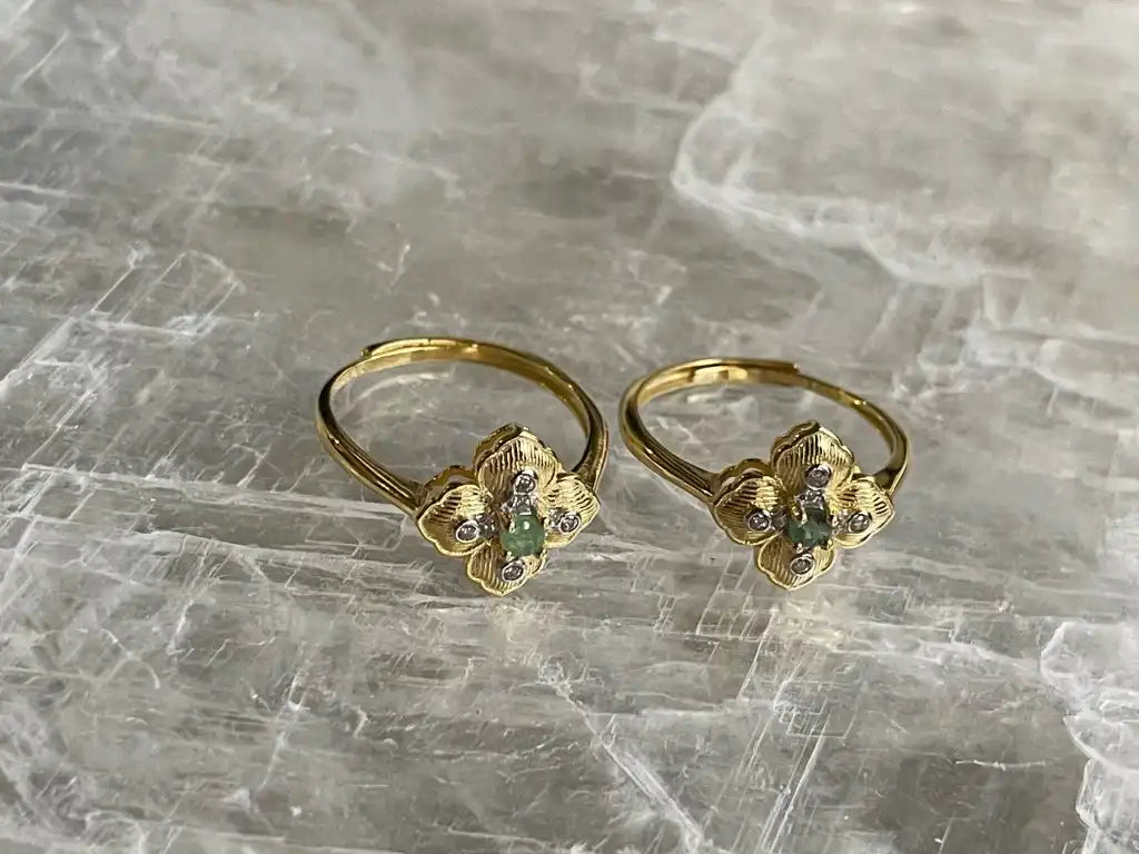 Ethiopian Emerald Adjustable Ring A Grade in Silver 925 100% Natural Crystal Gemstone - JING WEN CRYSTAL