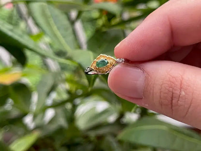 Ethiopian Emerald Adjustable Ring A Grade in Silver 925 100% Natural Crystal Gemstone - JING WEN CRYSTAL