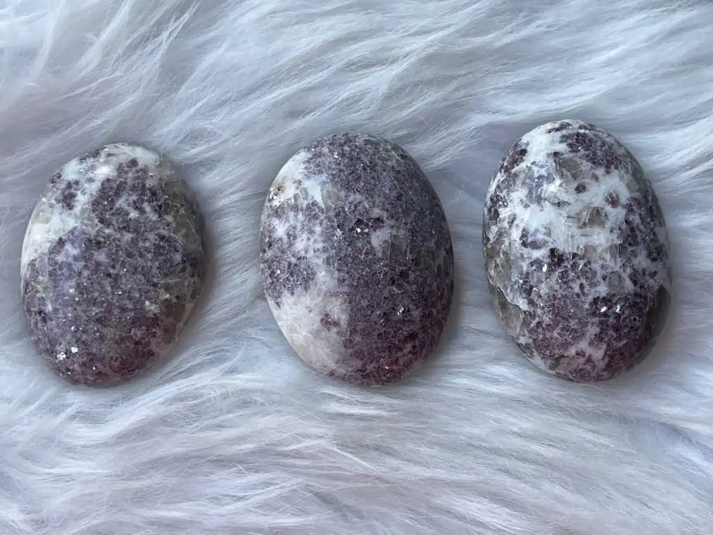 Africa Lepidolite in Pink Tourmaline Palm Stone 100% Natural Crystal Gemstone - JING WEN CRYSTAL