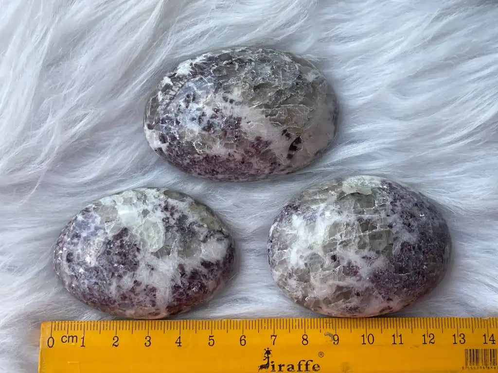 Africa Lepidolite in Pink Tourmaline Palm Stone 100% Natural Crystal Gemstone - JING WEN CRYSTAL