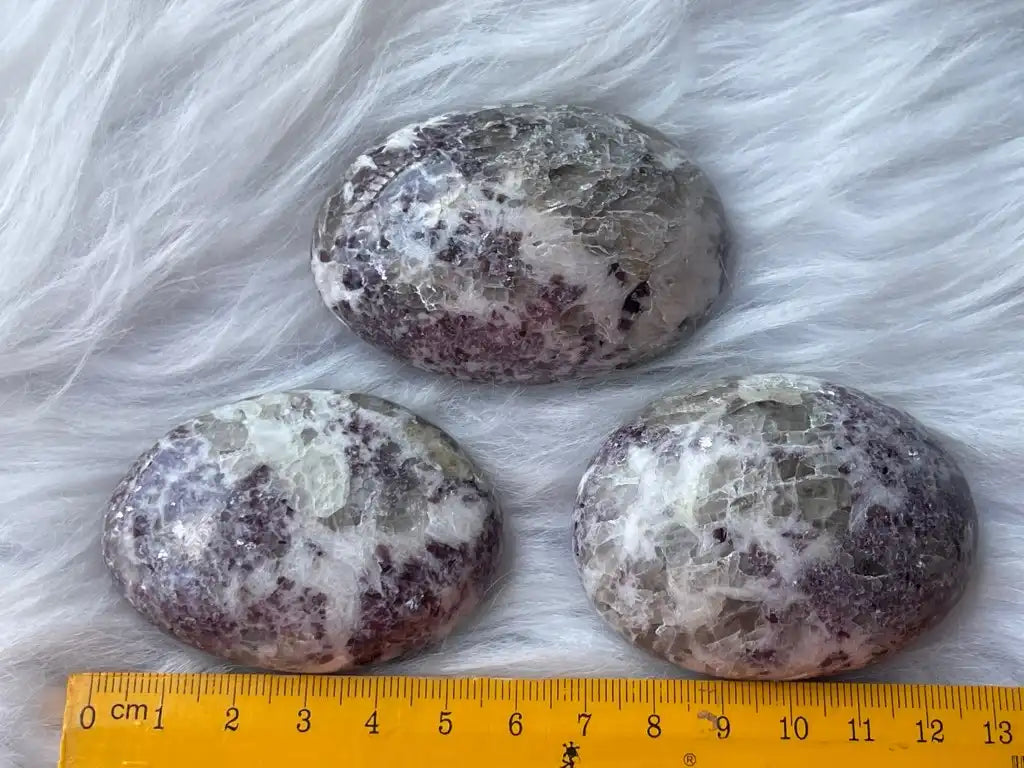 Africa Lepidolite in Pink Tourmaline Palm Stone 100% Natural Crystal Gemstone - JING WEN CRYSTAL