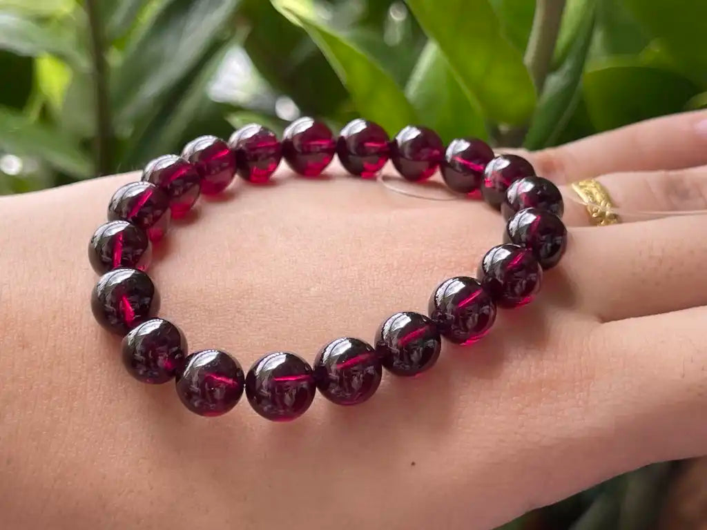 Tanzania Purple Garnet 8mm Bracelet A Grade 100% Natural Crystal Gemstone - JING WEN CRYSTAL