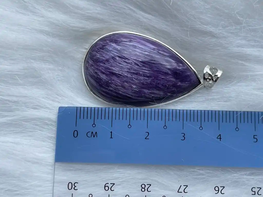 Russia Charoite Pendant in Silver 925 A Grade 100% Natural Crystal Gemstone - JING WEN CRYSTAL
