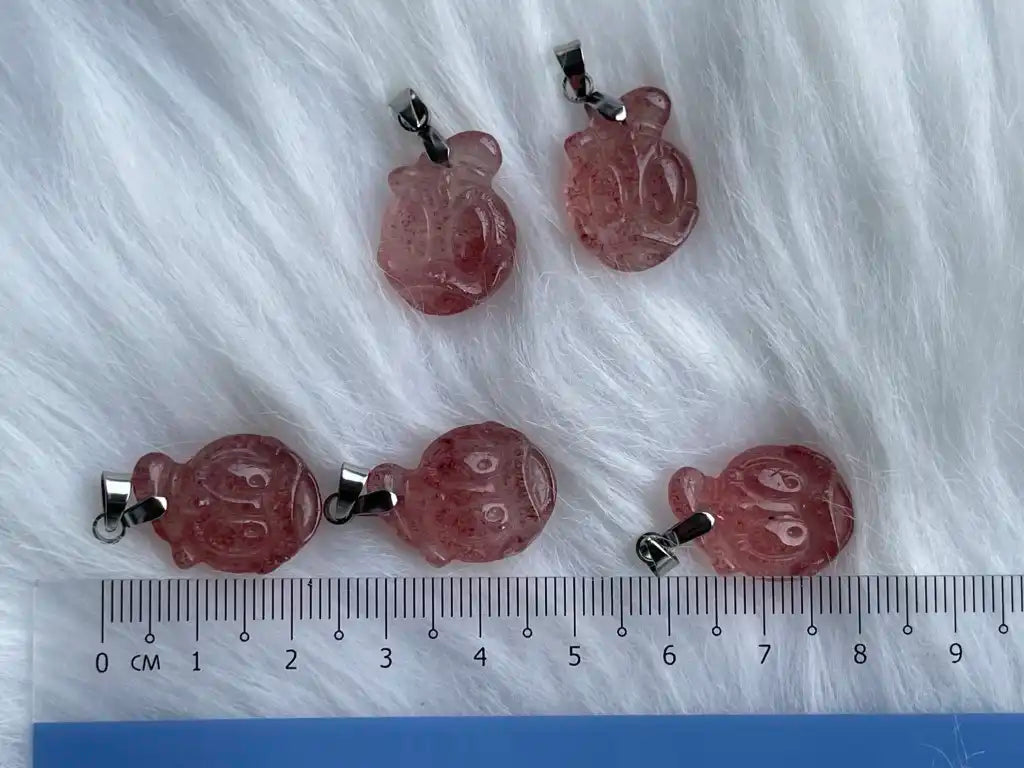 Russia Strawberry Quartz Pendant  A Grade 100% Natural Crystal Gemstone - JING WEN CRYSTAL