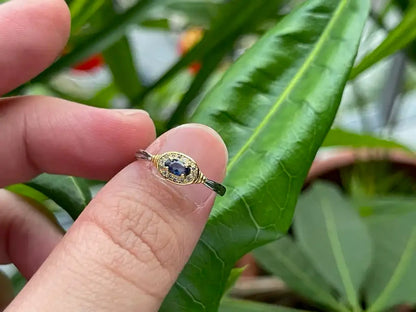 India Blue Sapphire Ring A Grade with Silver 925 100% Natural Crystal Gemstone - JING WEN CRYSTAL