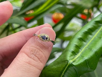 India Blue Sapphire Ring A Grade with Silver 925 100% Natural Crystal Gemstone - JING WEN CRYSTAL