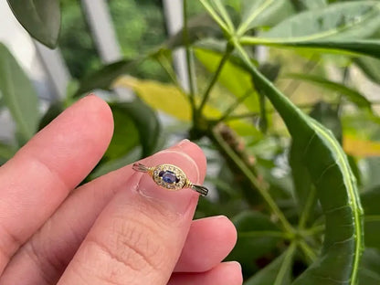 India Blue Sapphire Ring A Grade with Silver 925 100% Natural Crystal Gemstone - JING WEN CRYSTAL