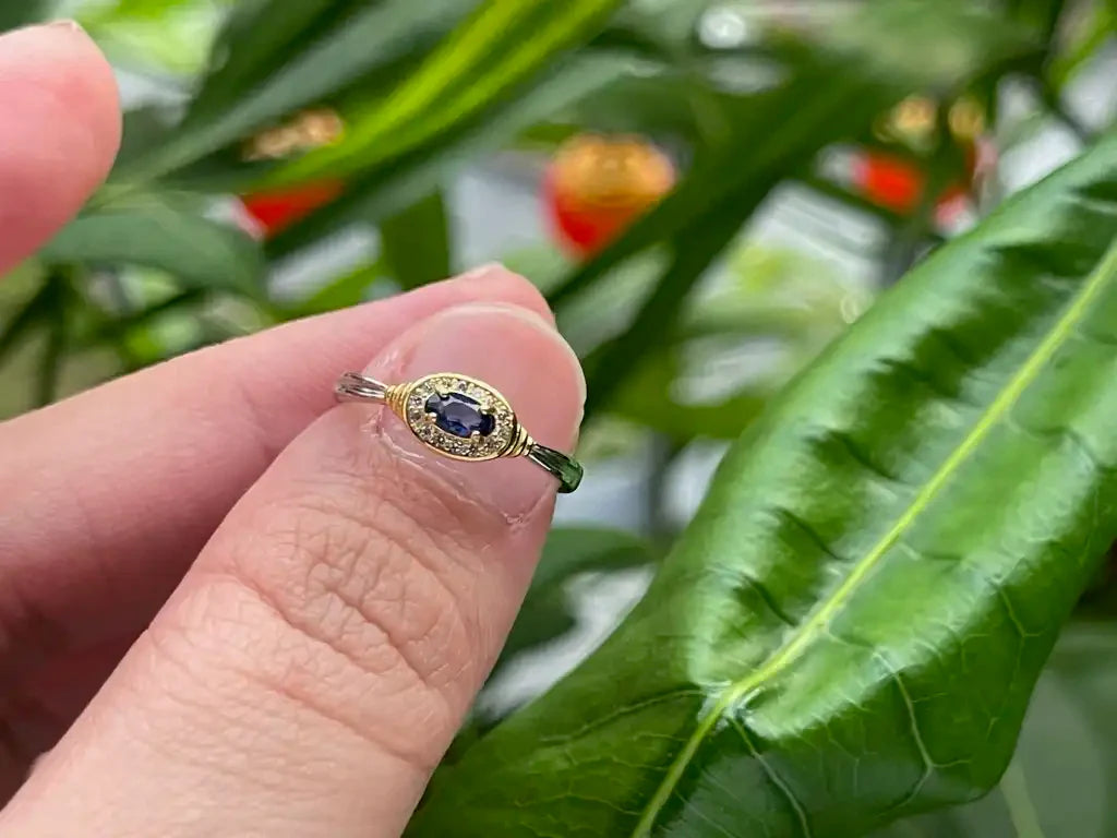 India Blue Sapphire Ring A Grade with Silver 925 100% Natural Crystal Gemstone - JING WEN CRYSTAL