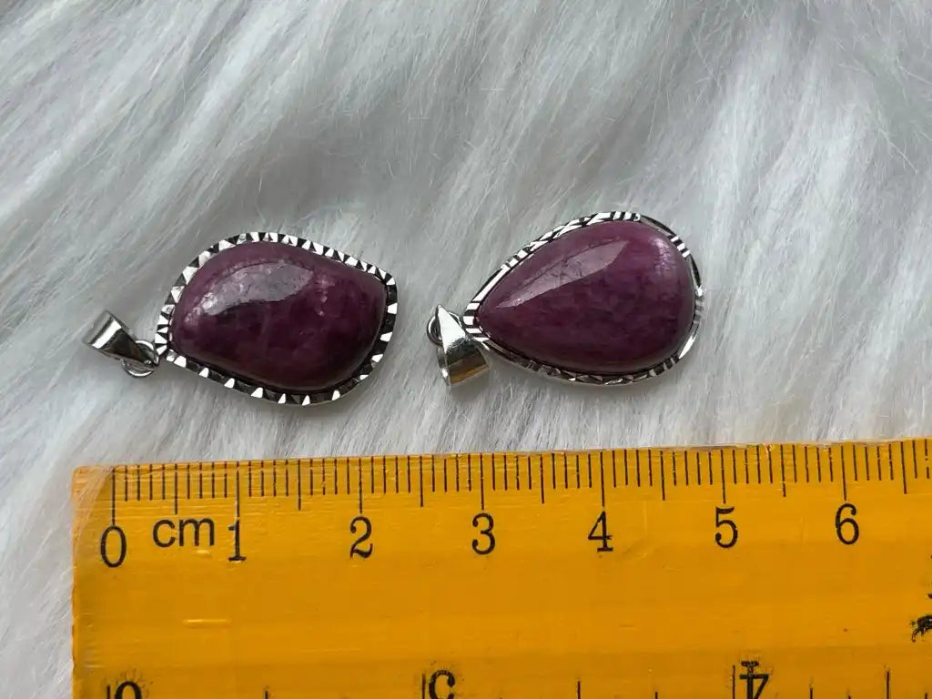 India Ruby Pendant in Silver 925 A Grade 100% Natural Crystal Gemstone - JING WEN CRYSTAL