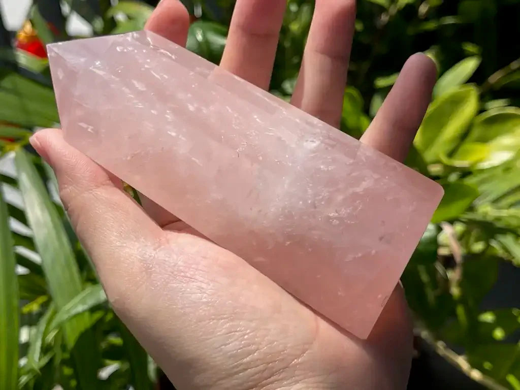Madagascar Rose Quartz Tower 100% Natural Crystal Gemstone - JING WEN CRYSTAL