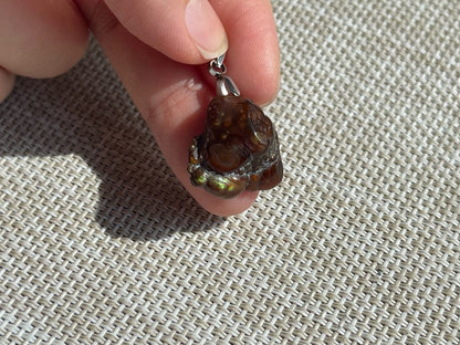 Mexico Fire Agate Raw Pendant A Grade 100% Natural Crystal Gemstone - JING WEN CRYSTAL