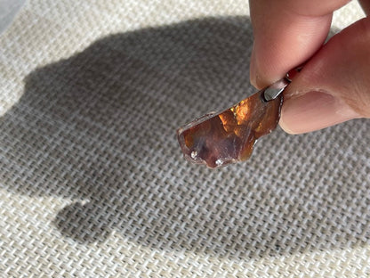 Mexico Fire Agate Raw Pendant A Grade 100% Natural Crystal Gemstone - JING WEN CRYSTAL