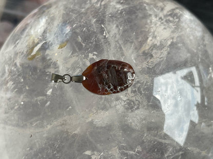 Mexico Fire Agate Raw Pendant A Grade 100% Natural Crystal Gemstone - JING WEN CRYSTAL