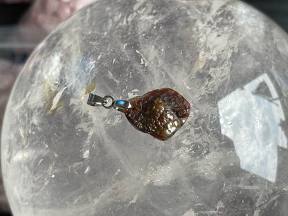 Mexico Fire Agate Raw Pendant A Grade 100% Natural Crystal Gemstone - JING WEN CRYSTAL