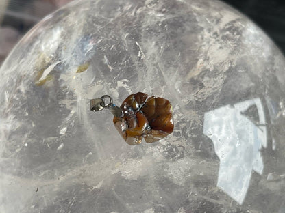 Mexico Fire Agate Raw Pendant A Grade 100% Natural Crystal Gemstone - JING WEN CRYSTAL