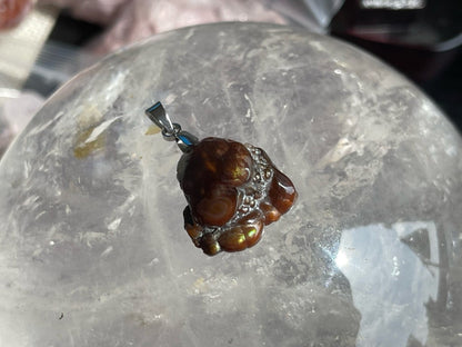 Mexico Fire Agate Raw Pendant A Grade 100% Natural Crystal Gemstone - JING WEN CRYSTAL