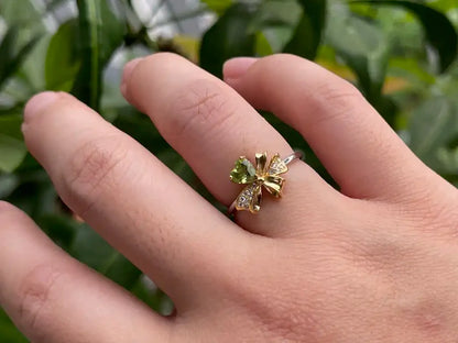 Pakistan Peridot Adjustable Ring A Grade in Silver 925 100% Natural Crystal Gemstone - JING WEN CRYSTAL