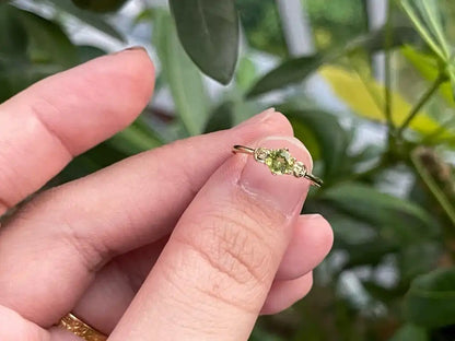 Pakistan Peridot Adjustable Ring A Grade in Silver 925 100% Natural Crystal Gemstone - JING WEN CRYSTAL