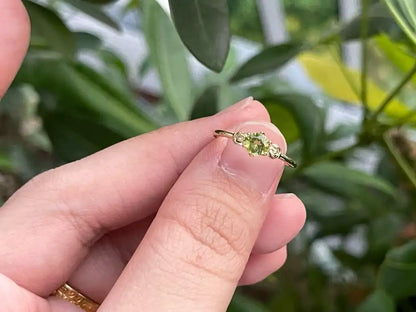 Pakistan Peridot Adjustable Ring A Grade in Silver 925 100% Natural Crystal Gemstone - JING WEN CRYSTAL