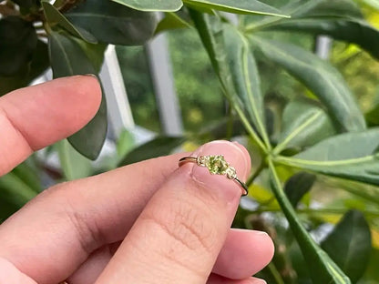 Pakistan Peridot Adjustable Ring A Grade in Silver 925 100% Natural Crystal Gemstone - JING WEN CRYSTAL