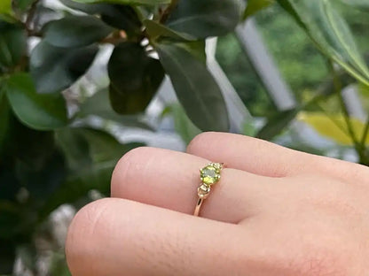 Pakistan Peridot Adjustable Ring A Grade in Silver 925 100% Natural Crystal Gemstone - JING WEN CRYSTAL