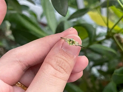 Pakistan Peridot Adjustable Ring A Grade in Silver 925 100% Natural Crystal Gemstone - JING WEN CRYSTAL