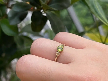 Pakistan Peridot Adjustable Ring A Grade in Silver 925 100% Natural Crystal Gemstone - JING WEN CRYSTAL