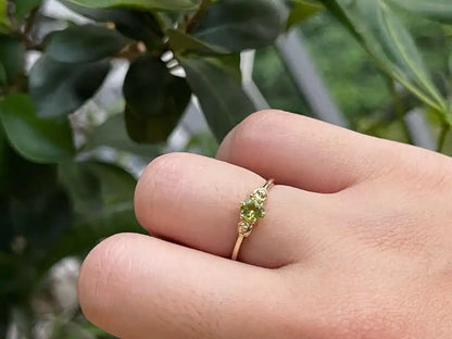 Pakistan Peridot Adjustable Ring A Grade in Silver 925 100% Natural Crystal Gemstone - JING WEN CRYSTAL